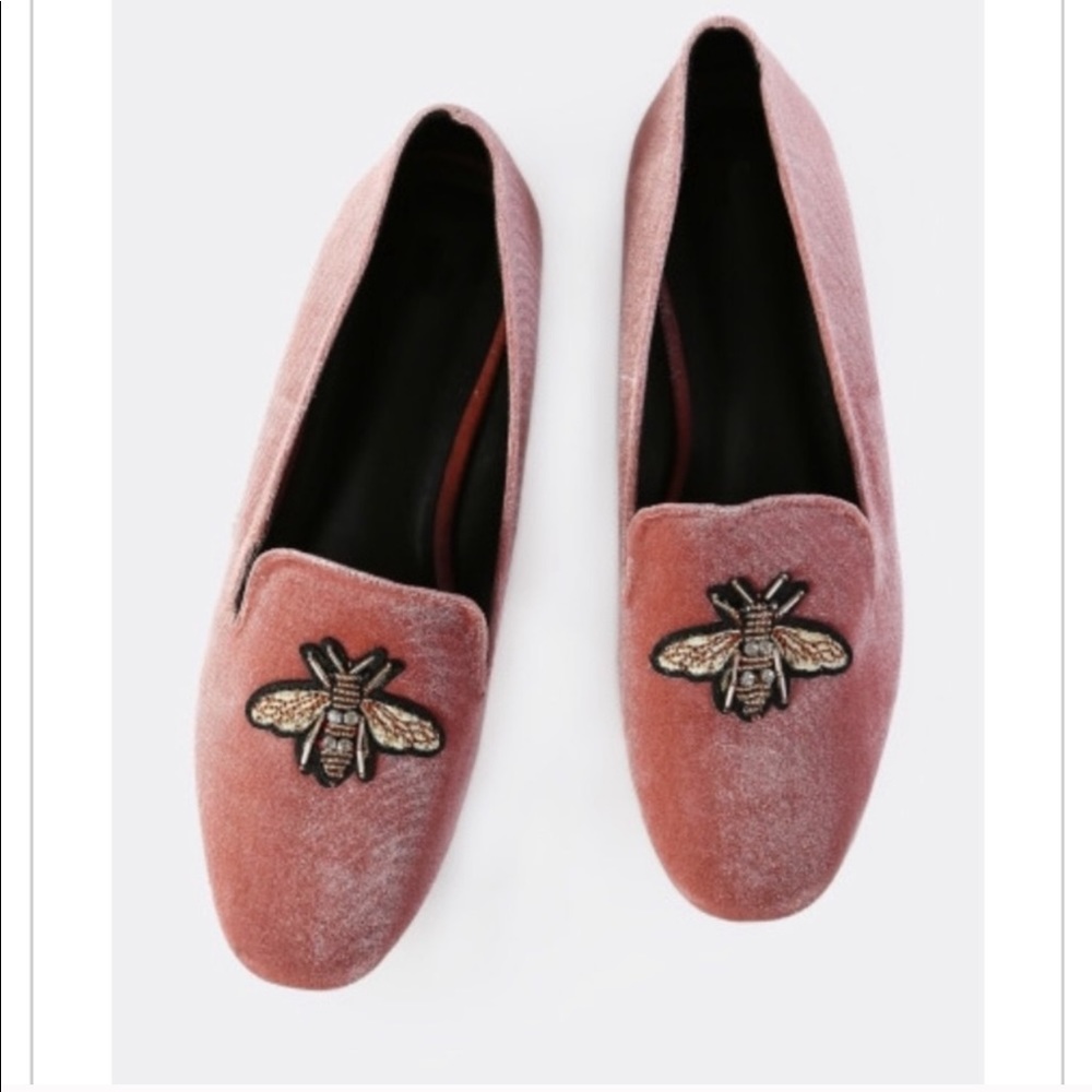 New Bee appliqué blush loafers
